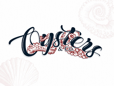 Oysters & Co. Logo illustrstion lettering logo octopus oysters restaurant sea seafood shell tentacles