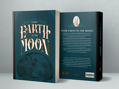 From Earth to the Moon adventure blue book book sleeve bookworm cover custom font decoration earth fiction filigree font jules verne lettering moon read redesign space victorian vintage