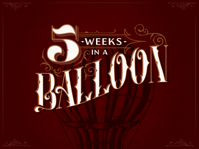5 Weeks in a Balloon Book Cover Redesign book cover books filigree illustraion illustration jules verne red redesign texture vintage