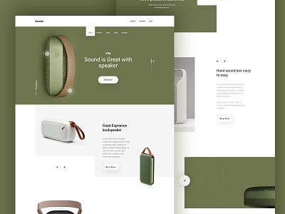 Sounds color e commerce landing page minimal product sounds speaker template typography ui ux web