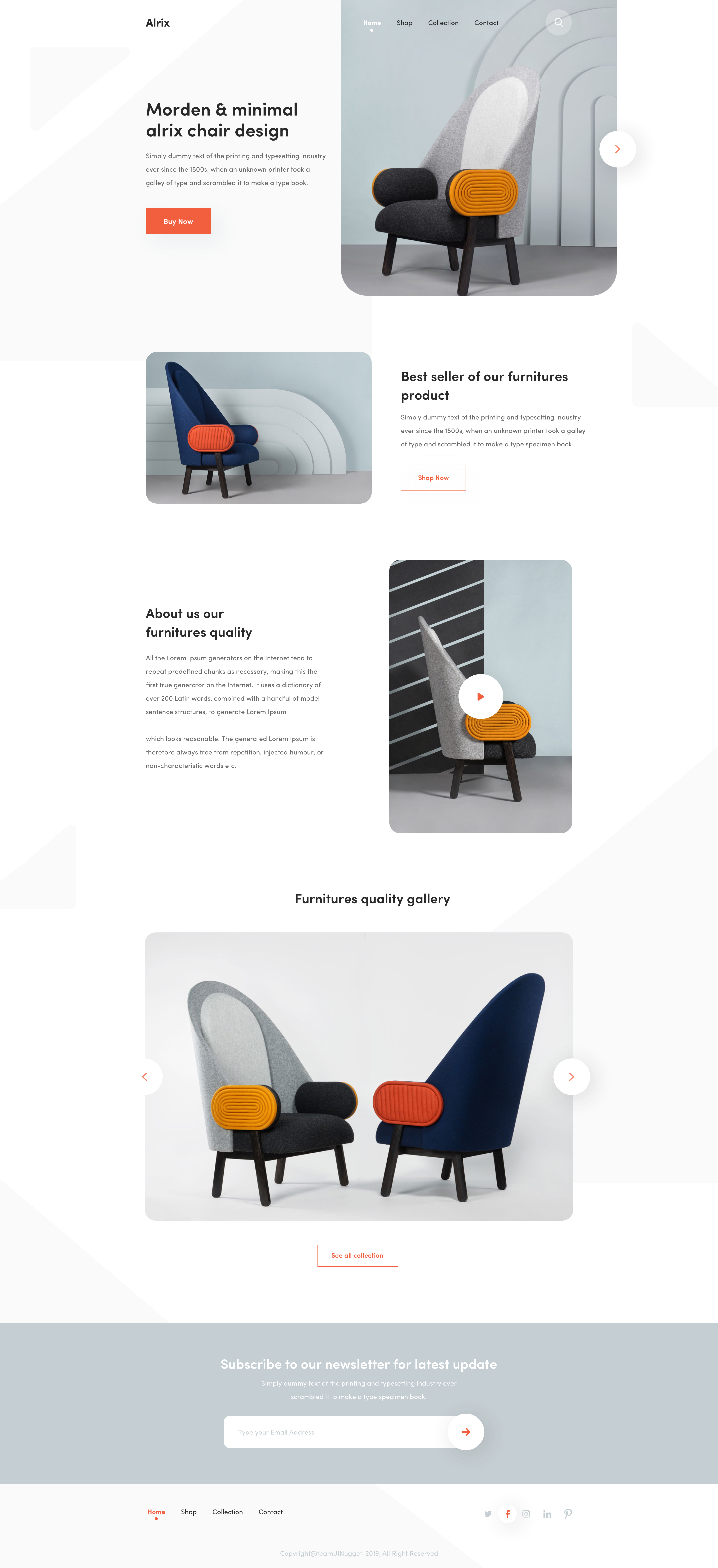 Dribbble Alrix Chair Landing Page Jpg By Jabel Ahmed