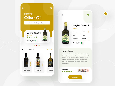 Olive Oil app 2019 trend app design appdesigner application application ui apps card illustration ios app minimal minimalist oil app olive oil template testimonials trendy design typography user interface uxdesigner wine app