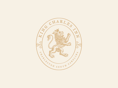 King Charles Inn branding crown hotel ironwork lion logo