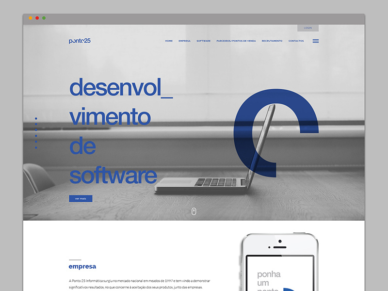 Ponto25 | Website Layout website layout design identity system logo branding bold clean single-page blue