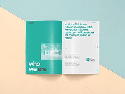 MyHomeMatch® | Corporate Brochure booklet brochure clean corporate editorial layout print profile real estate simple typographic