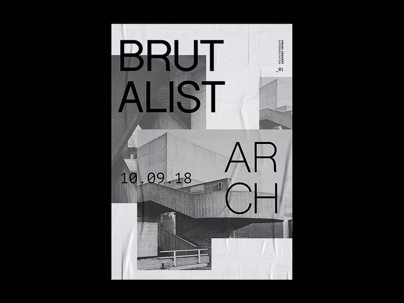 Brutalist Arch | Poster architecture black and white grid photography brutalism print layout typography graphic design concept poster