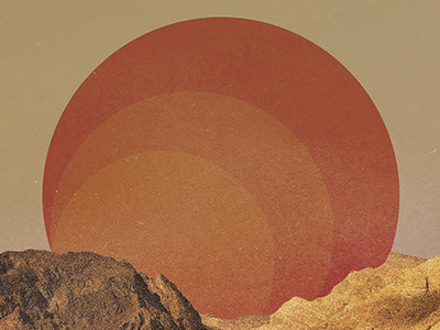 Landscape abstract collage hot landscape orange poster red retro sun sunrise surreal texture vintage