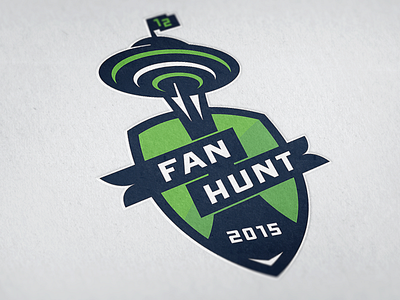 Fan Hunt 2015 logo 12 12th man badge flag football ribbons seahawks seal seattle space needle sports