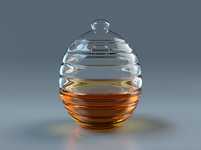 Beehive Honey Jar V2 3d bee beehive glass honey jar modo pot
