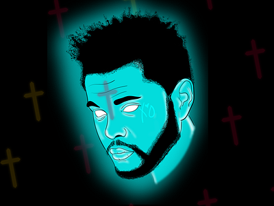 XO glow hip hop illustration line neon starboy the weeknd vector xo