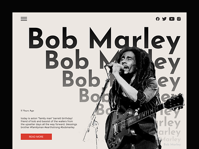 Web site about Bob Marley design graphic design illustration typography ui ux vector web web design