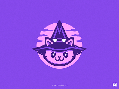 Madiamsitha Logo cat gaming gaming logo illustration kitty logo design streaming twitch wizard