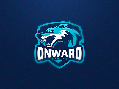Onward Gaming esports gaming logo logo design sport logo wolf wolf blue wolf sport