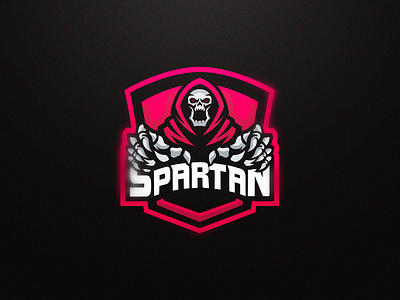 Spartan esports gaming geek logo logo design reaper red reed hood skull sport logo