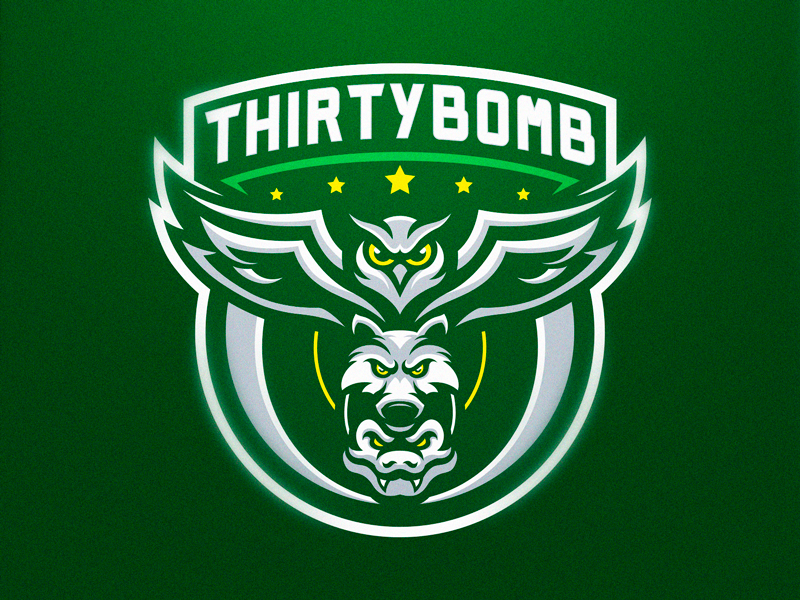 Thirtybomb green snake owl wolf sport wolf logo design gaming logo esports sport logo