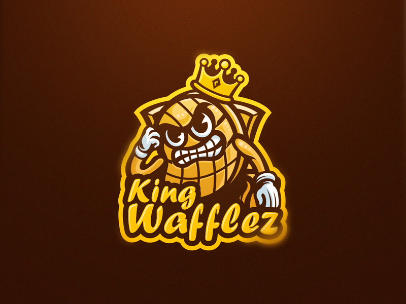Kingwafflez logodesign 30`s cuphead waffle king logo design gaming logo esports sport logo