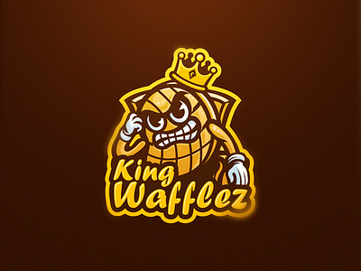Kingwafflez 30`s cuphead esports gaming logo king logo design logodesign sport logo waffle