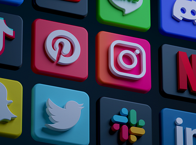 Social Media icon 3D 3d branding cinema 4d community manager design discord facebook graphic icon illustration line logo media motion graphics netflix slack snapchat social tiktok ui