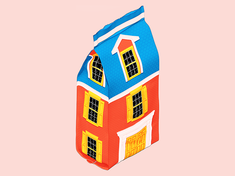 A Pouch House architecture 3d illustration