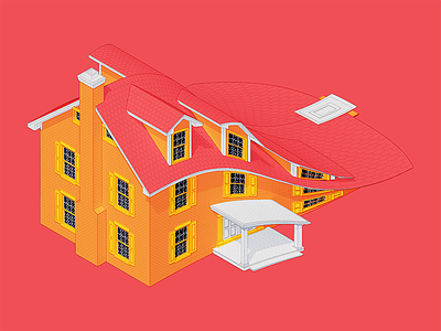A Squished House 3d architecture illustration