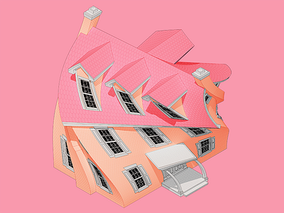 Twisted House 3d architecture illustration
