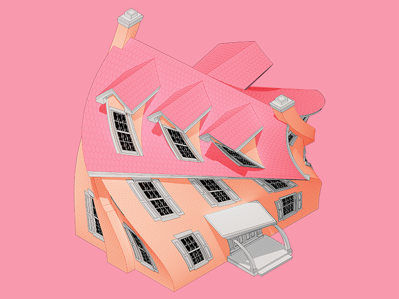 Twisted House architecture 3d illustration