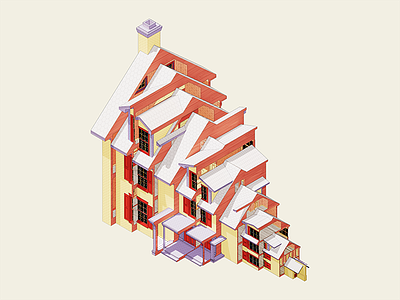 Stepped House 3d architecture design direction illustration
