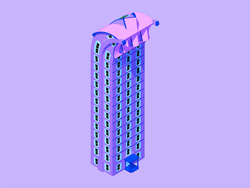 Tower House color art design architecture 3d illustration
