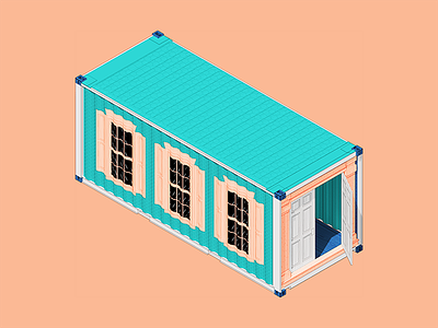 Container House 3d architecture art color design illustration