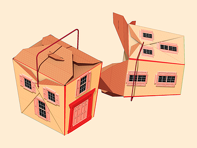 Chinese Takeout House 3d architecture color design illustration