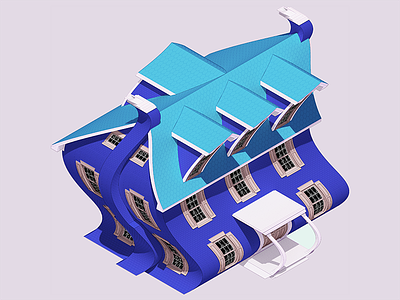 Wavy House 3d architecture design illustration