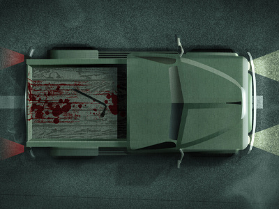 Truck art bed concept devious doodle headlights horror illustration means murder truck