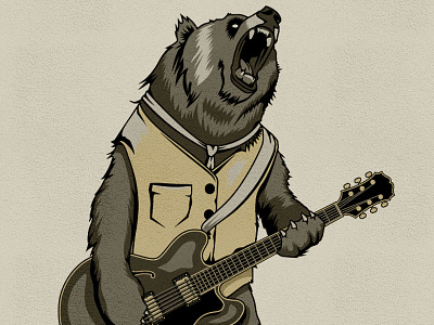 Bear Shreds animal bear guitar illustration poster shred vector