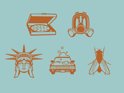 BrBa Icons car fly gas icon insect liberty mask pizza slice statue suds wash
