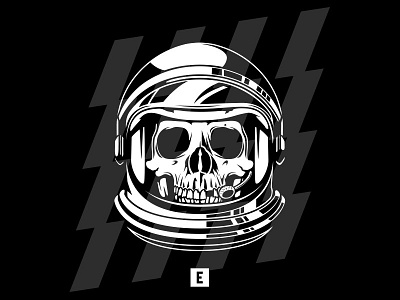 Skull Helmet astronaut black bolt grey helmet illustration lightning mic skull space white