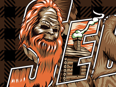 Sasquatch animal cabin colors deck hair illustration monster orange plaid sasquatch skate skateboard