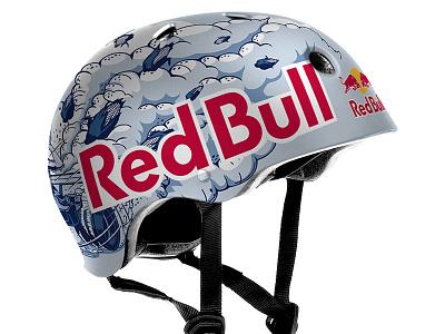 Redbull Helmet blue bull helmet illustration indiana red redbull ski skiing