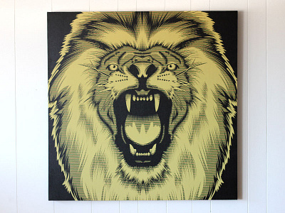 Lion art black canvas gold illustration lion vector wall