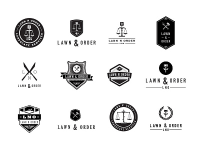 Lawn N' Order icons logos sketches