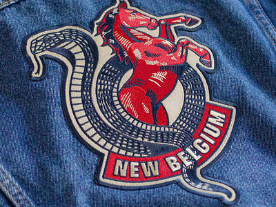 New Belgium Jacket beer cobra embroidery horse illustration jacket jean patch pathces