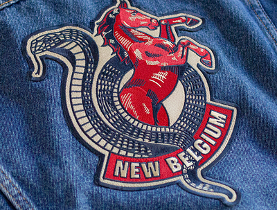 New Belgium Jacket beer cobra embroidery horse illustration jacket jean patch pathces