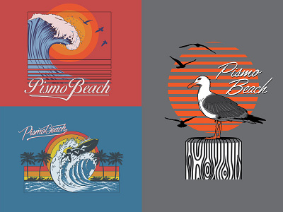 Pismo Beach beach illustration sun tees waves