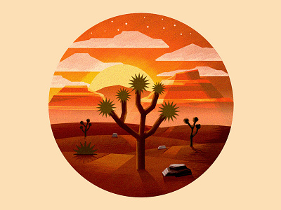 Joshua Tree illustration invite landscape