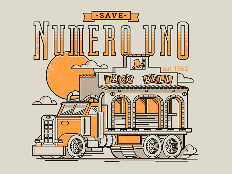 Save Taco Bell bell illustration orange poster restaurant taco tee truck