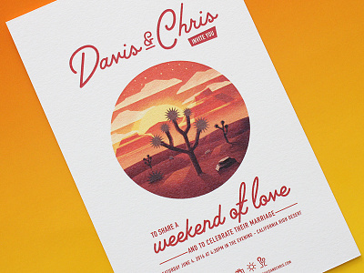 Wedding Invites desert illustration invites orange palm palms springs type typography