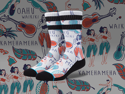 Oahu Sox aloha hawaii print repeat socks stance