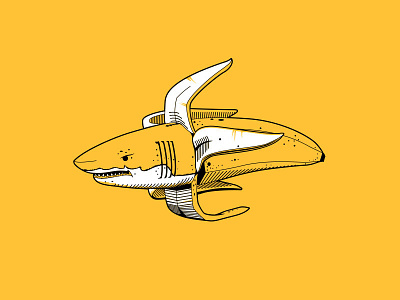 Bananark banana chomp fish illustration shark yellow