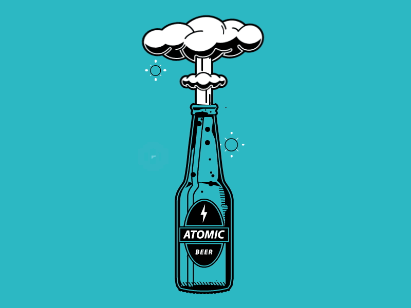 Bottle Animation animation beer blue bottle chomp cloud gif mushroom