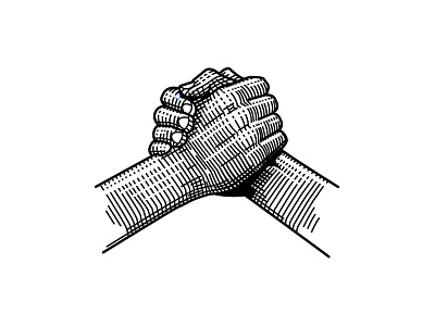 Together etch etching hand hands illustration shake vector