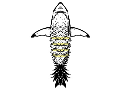 Sharkapple illustration pineapple shark tee weird